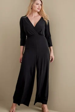 Soft Surroundings Dresses|Jumpsuits|3/4 Sleeve Penelope Jumpsuit Black