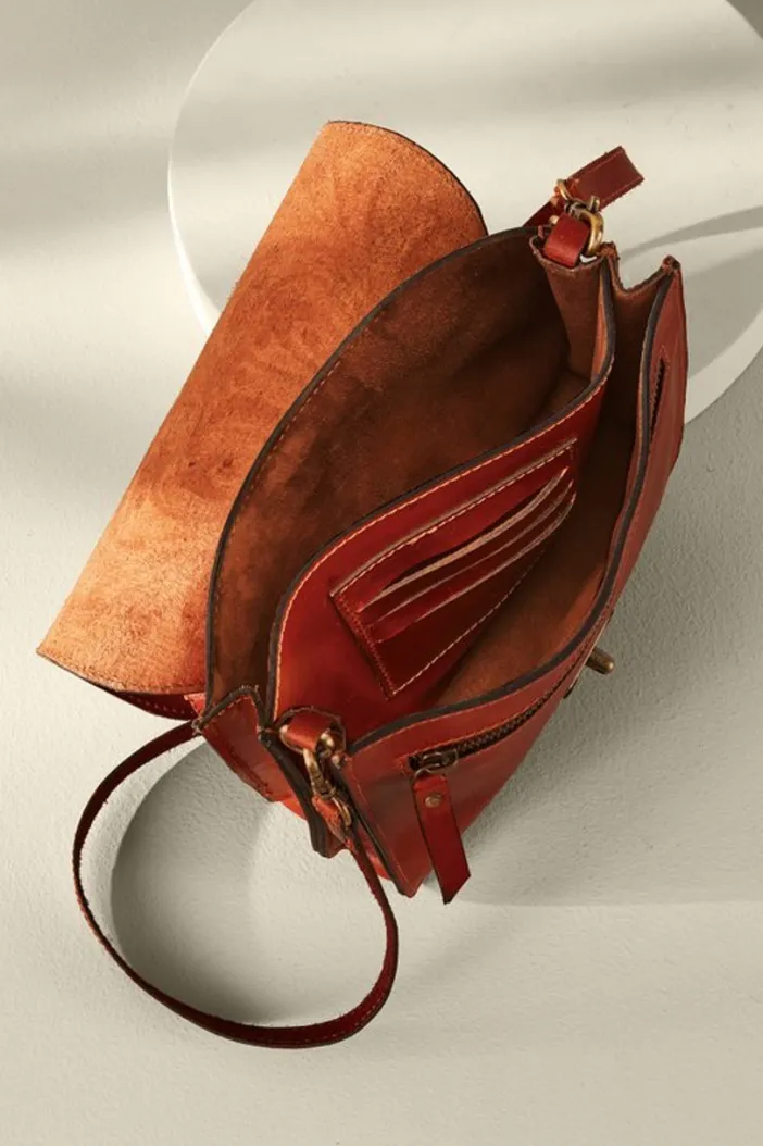 Soft Surroundings Handbags|Ada Embossed Leather Bag Caramel
