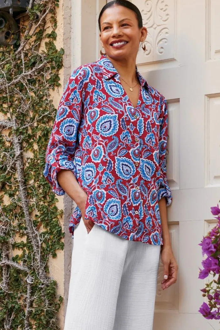 Soft Surroundings Tops|Addison Gauze Big Shirt