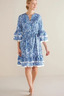 Soft Surroundings Dresses|Adeline Short Dress SpringPaisleyChambray