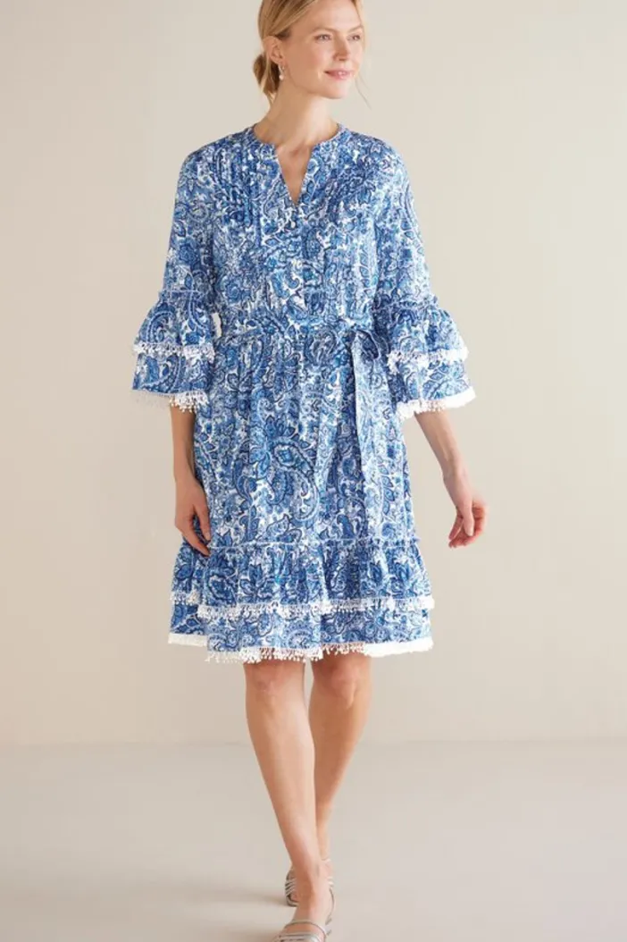Soft Surroundings Dresses|Adeline Short Dress SpringPaisleyChambray