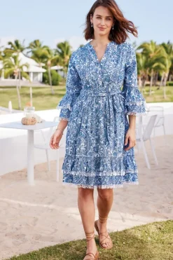 Soft Surroundings Dresses|Adeline Short Dress SpringPaisleyChambray