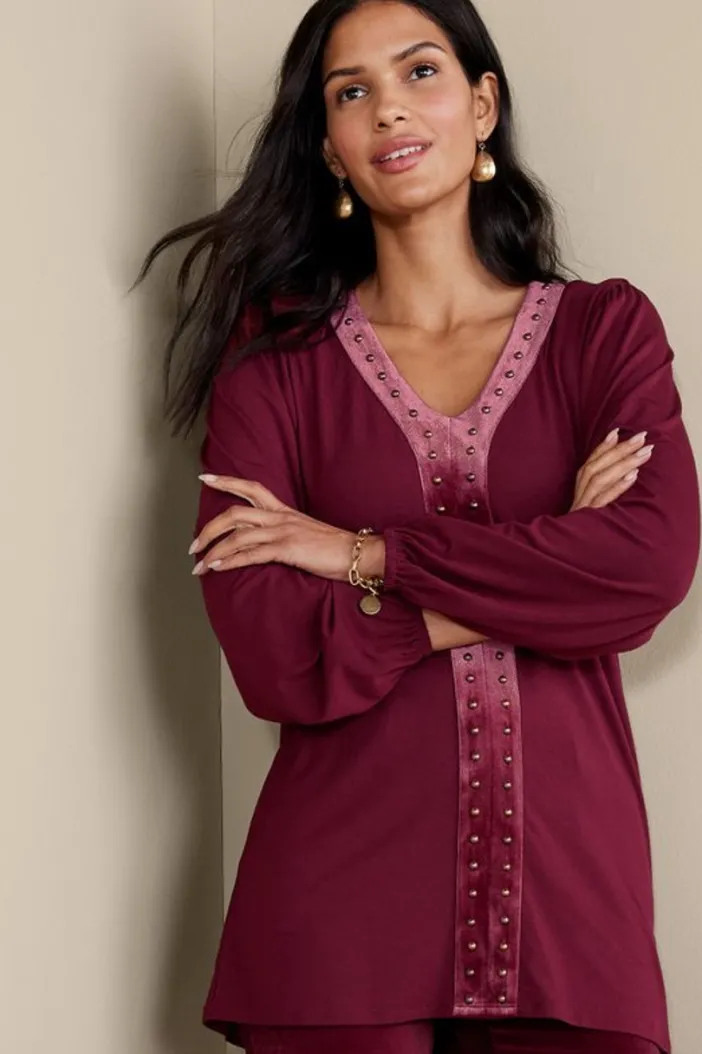 Soft Surroundings Tops|Adornment Top Cabernet