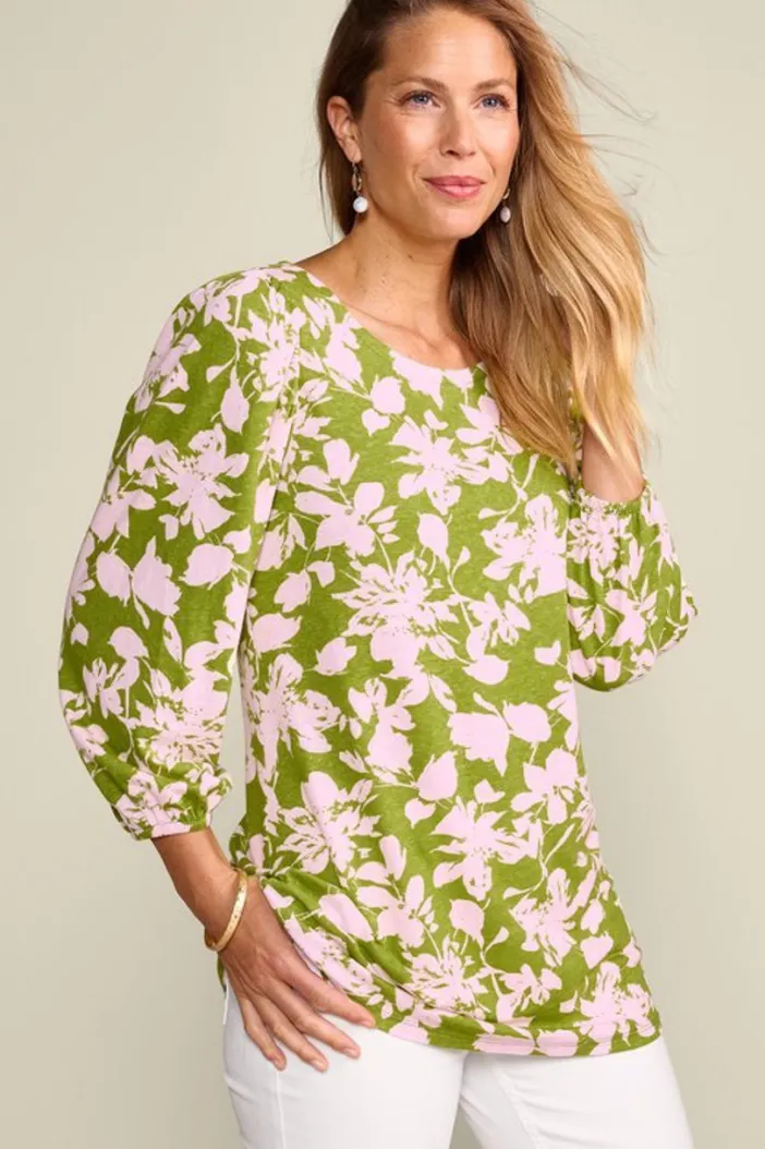 Soft Surroundings Tops|Tunics & Leggings|Ainsley Linen Blend Tunic InkBloomsGreen
