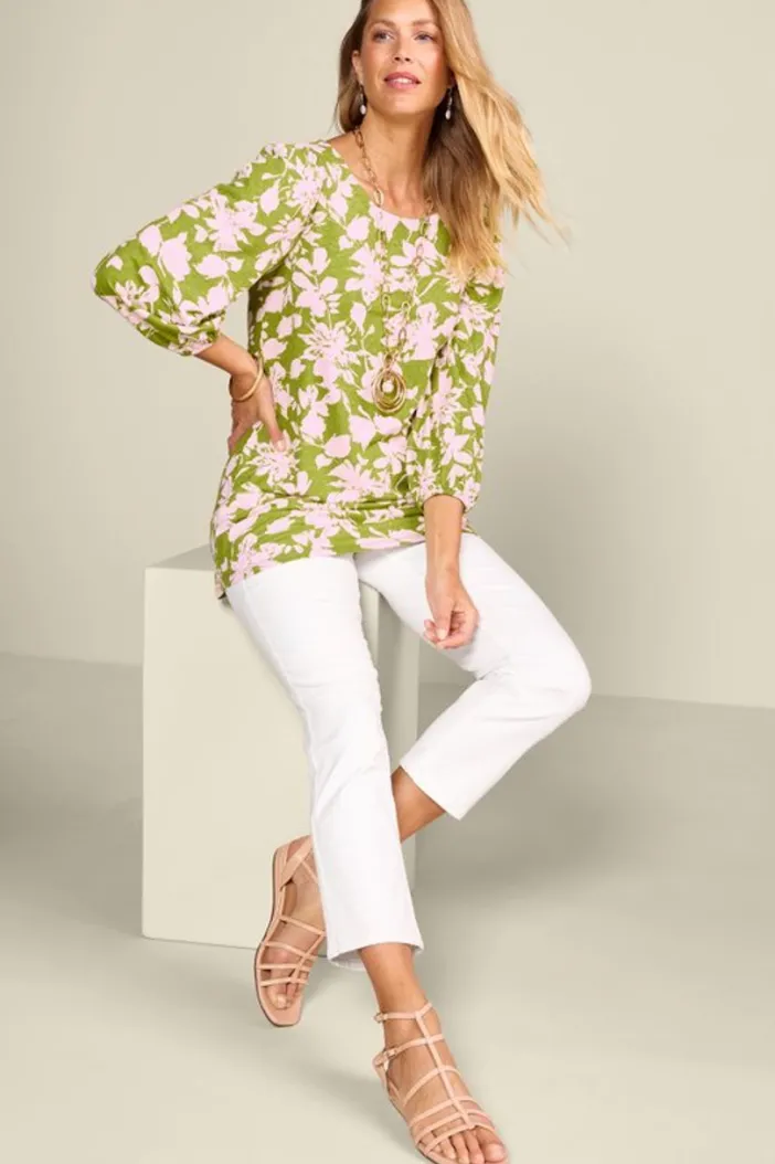 Soft Surroundings Tops|Tunics & Leggings|Ainsley Linen Blend Tunic InkBloomsGreen