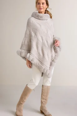 Soft Surroundings Scarves & Wraps|Alexi Cable Knit Poncho Oatmeal