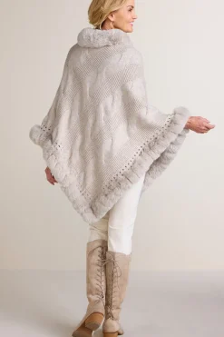 Soft Surroundings Scarves & Wraps|Alexi Cable Knit Poncho Oatmeal