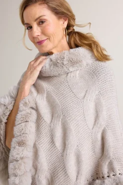 Soft Surroundings Scarves & Wraps|Alexi Cable Knit Poncho Oatmeal