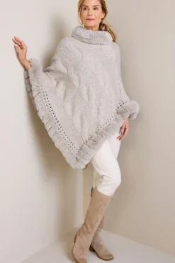 Soft Surroundings Scarves & Wraps|Alexi Cable Knit Poncho Oatmeal