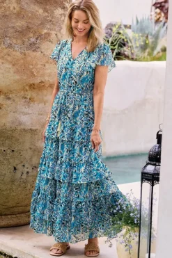 Soft Surroundings Dresses|Aleyah Maxi Dress PaisleyIkatOvercast