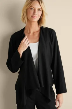 Soft Surroundings Tops|Toppers|Alicante Linen Blend Topper Black