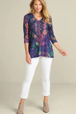 Soft Surroundings Tops|Alila 3/4 Sleeve Tunic WarmIrisMulti