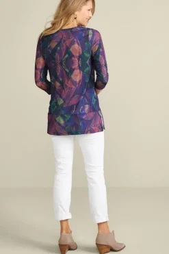 Soft Surroundings Tops|Alila 3/4 Sleeve Tunic WarmIrisMulti