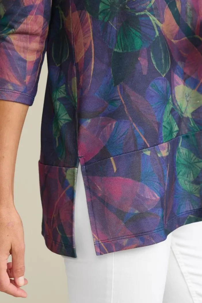 Soft Surroundings Tops|Alila 3/4 Sleeve Tunic WarmIrisMulti