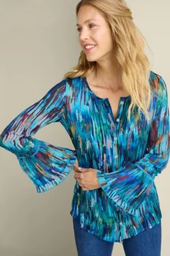 Soft Surroundings Tops|Amelie Top BlueAbstract