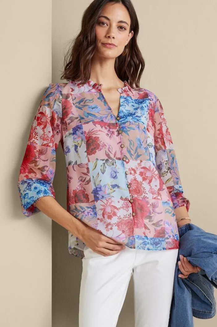 Soft Surroundings Tops|Anastasia Shirt ChrysanthemumFloral