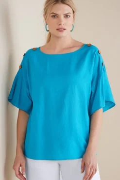 Soft Surroundings Tops|Andrea Linen Blend Pullover