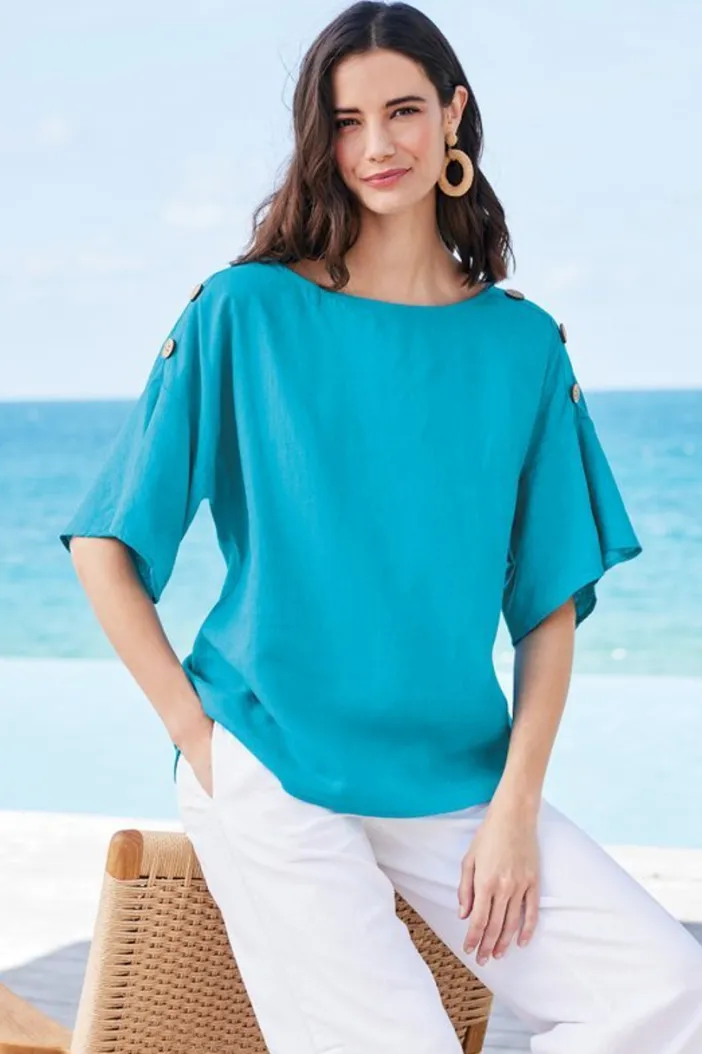 Soft Surroundings Tops|Andrea Linen Blend Pullover