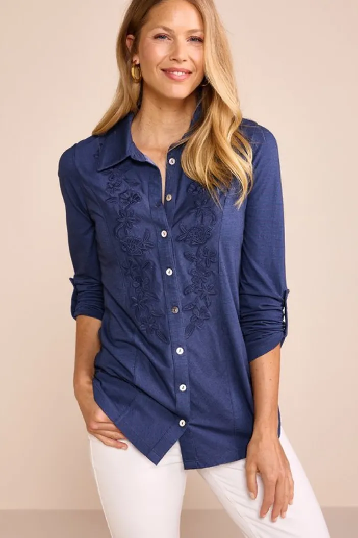 Soft Surroundings Tops|Anisa Tunic GreenMilieuStripe