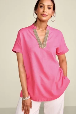 Soft Surroundings Tops|Tunics & Leggings|Annalise Linen Blend Tunic AzaleaPink
