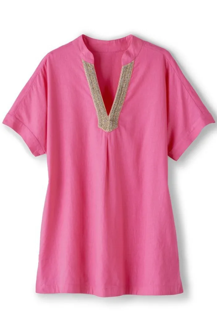 Soft Surroundings Tops|Tunics & Leggings|Annalise Linen Blend Tunic AzaleaPink