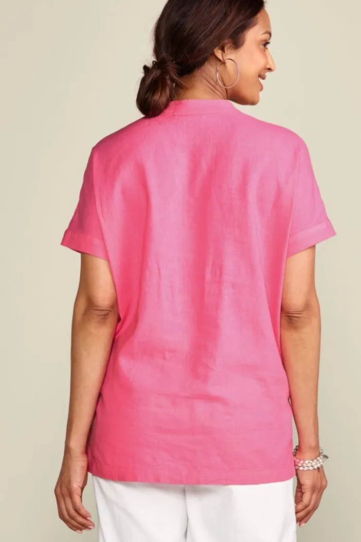 Soft Surroundings Tops|Tunics & Leggings|Annalise Linen Blend Tunic AzaleaPink