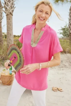 Soft Surroundings Tops|Tunics & Leggings|Annalise Linen Blend Tunic AzaleaPink