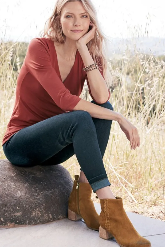 Soft Surroundings Shoes|Antelope Nila Braid Bootie Cognac
