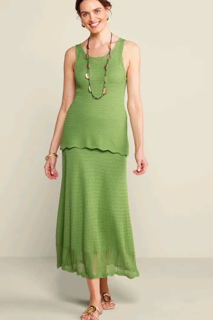Soft Surroundings Skirts|April Crochet Sweater Skirt PiquantGreen