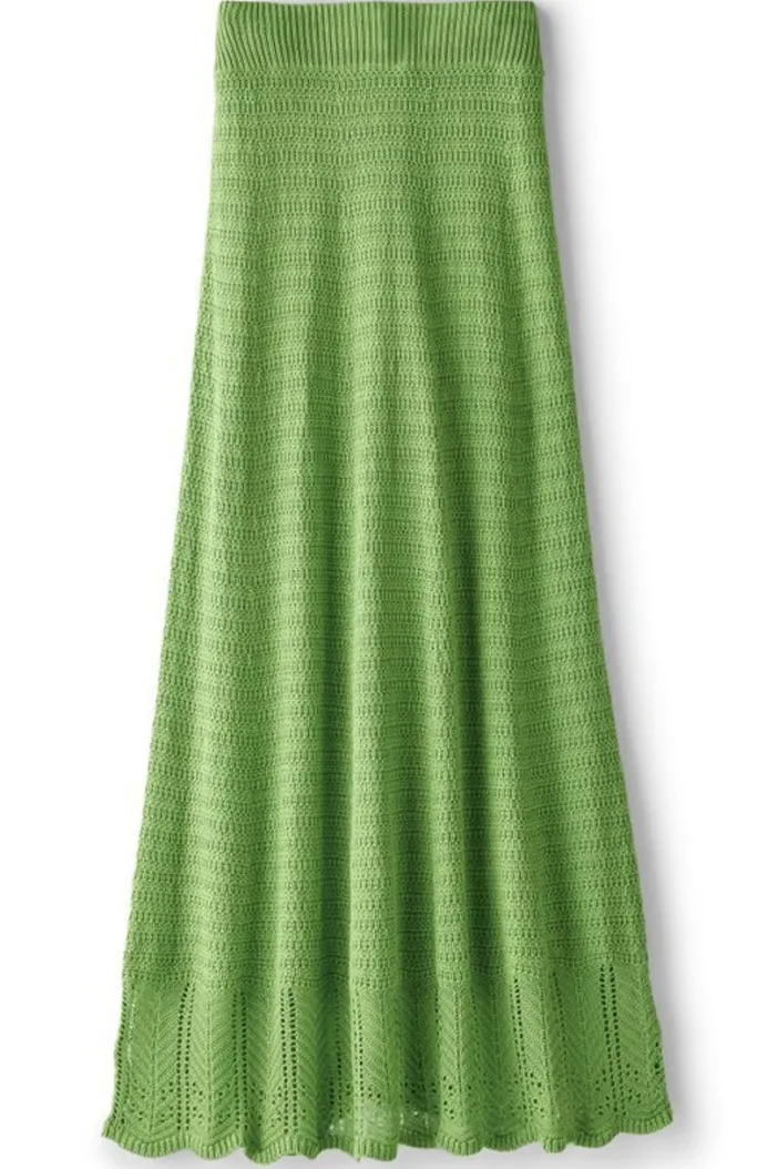 Soft Surroundings Skirts|April Crochet Sweater Skirt PiquantGreen