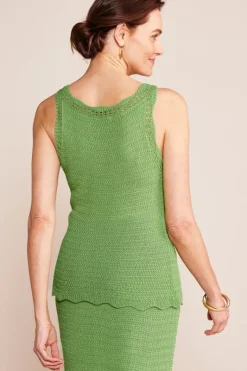 Soft Surroundings Tops|Sweaters & Cardigans|April Crochet Sweater Tank PiquantGreen