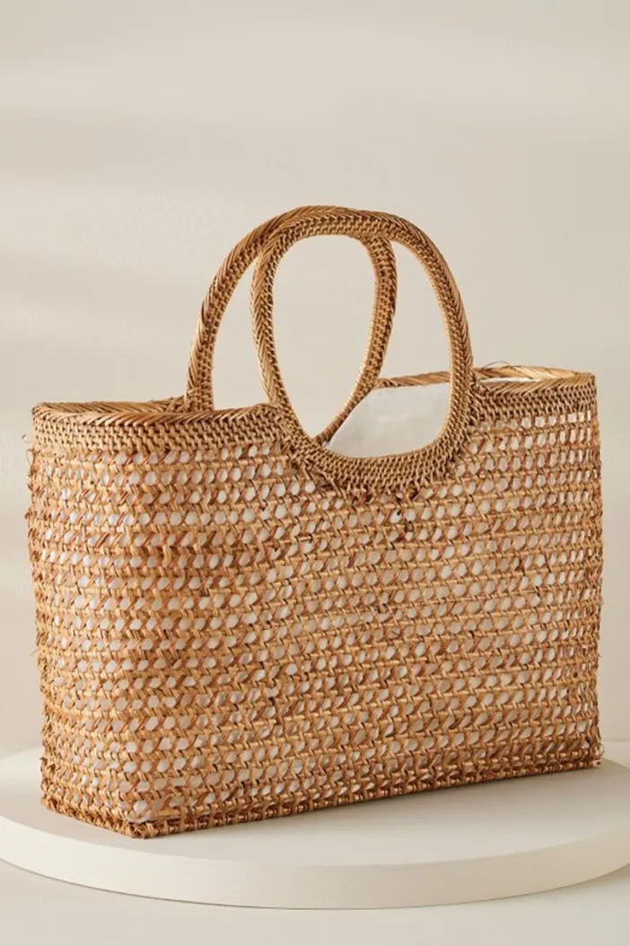 Soft Surroundings Handbags|April Woven Bag Tan
