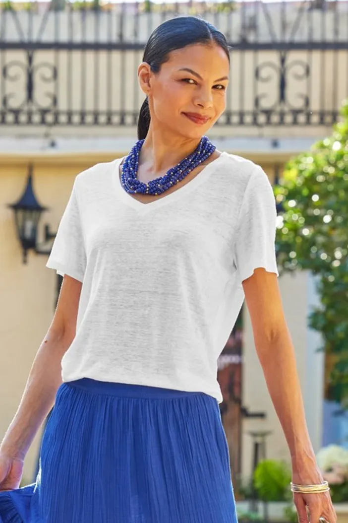 Soft Surroundings Tops|Aubrey Linen Slub Tee