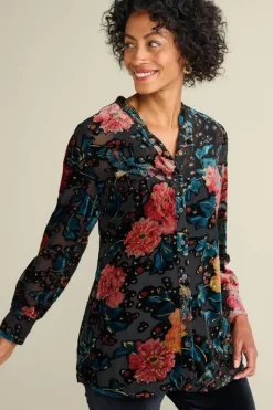 Soft Surroundings Tops|Autumn Velvet Tunic BlackMulti