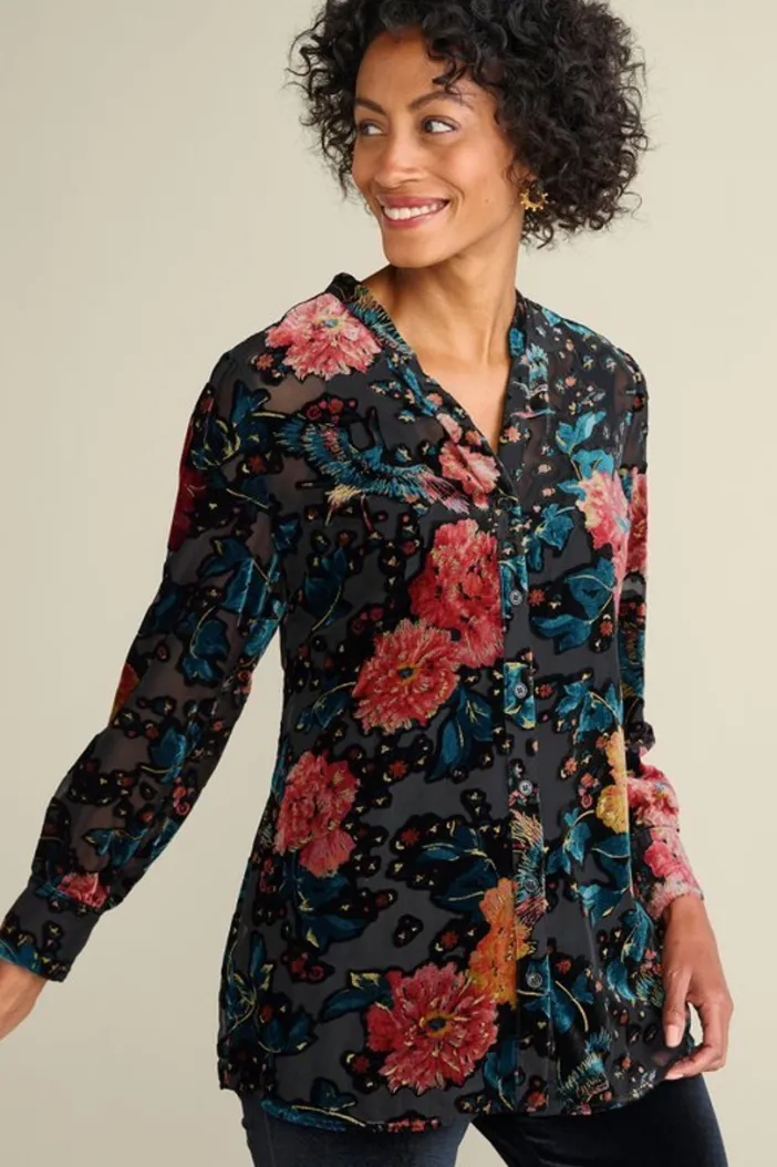 Soft Surroundings Tops|Autumn Velvet Tunic BlackMulti