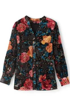 Soft Surroundings Tops|Autumn Velvet Tunic BlackMulti