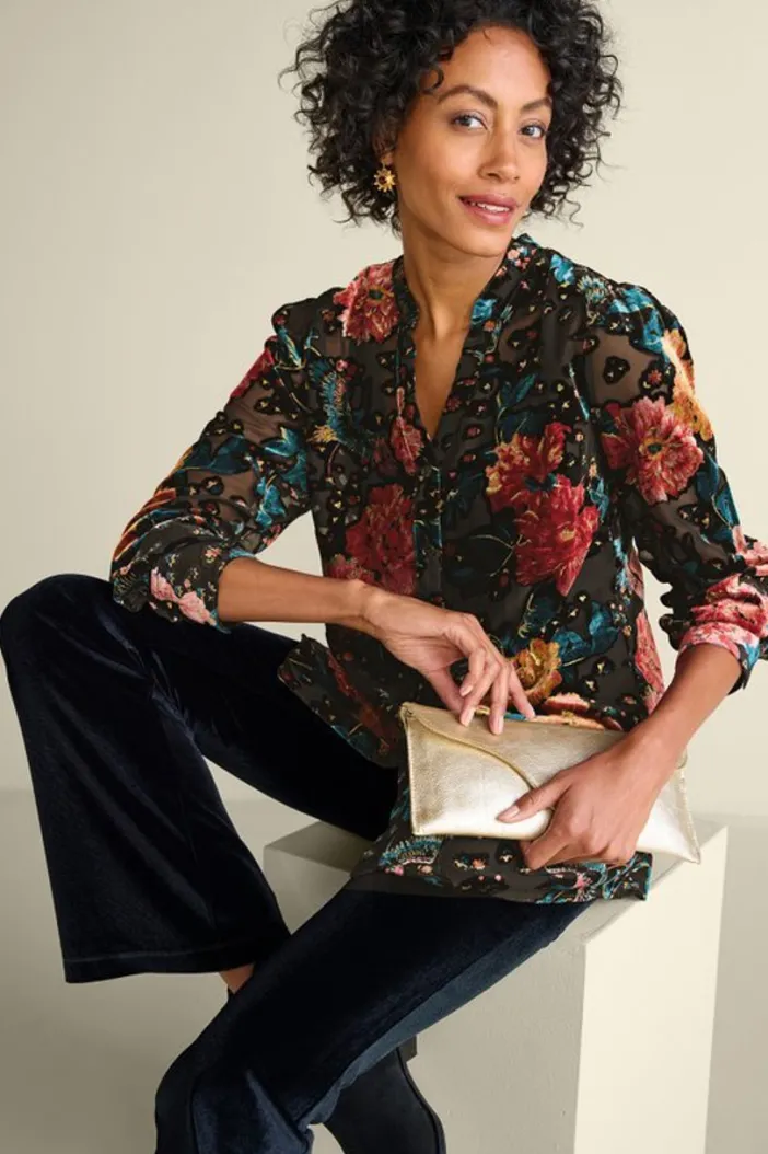Soft Surroundings Tops|Autumn Velvet Tunic BlackMulti