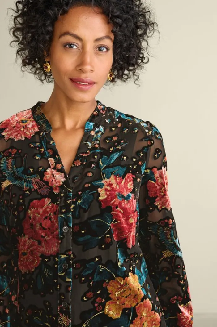 Soft Surroundings Tops|Autumn Velvet Tunic BlackMulti