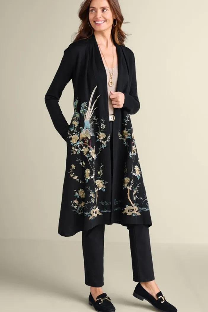 Soft Surroundings Sweaters & Cardigans|Ava Embroidered Cardigan Black
