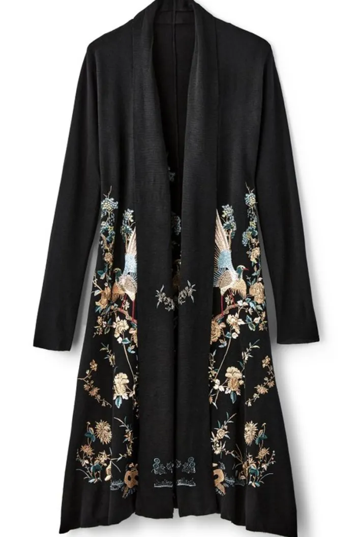 Soft Surroundings Sweaters & Cardigans|Ava Embroidered Cardigan Black