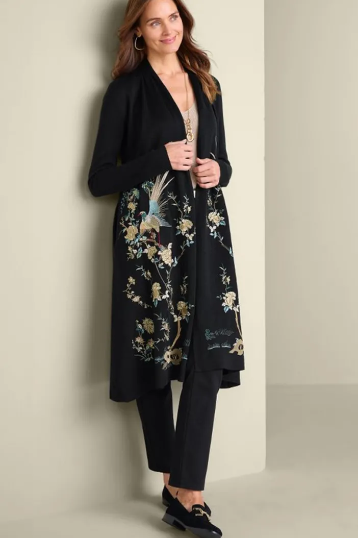 Soft Surroundings Sweaters & Cardigans|Ava Embroidered Cardigan Black