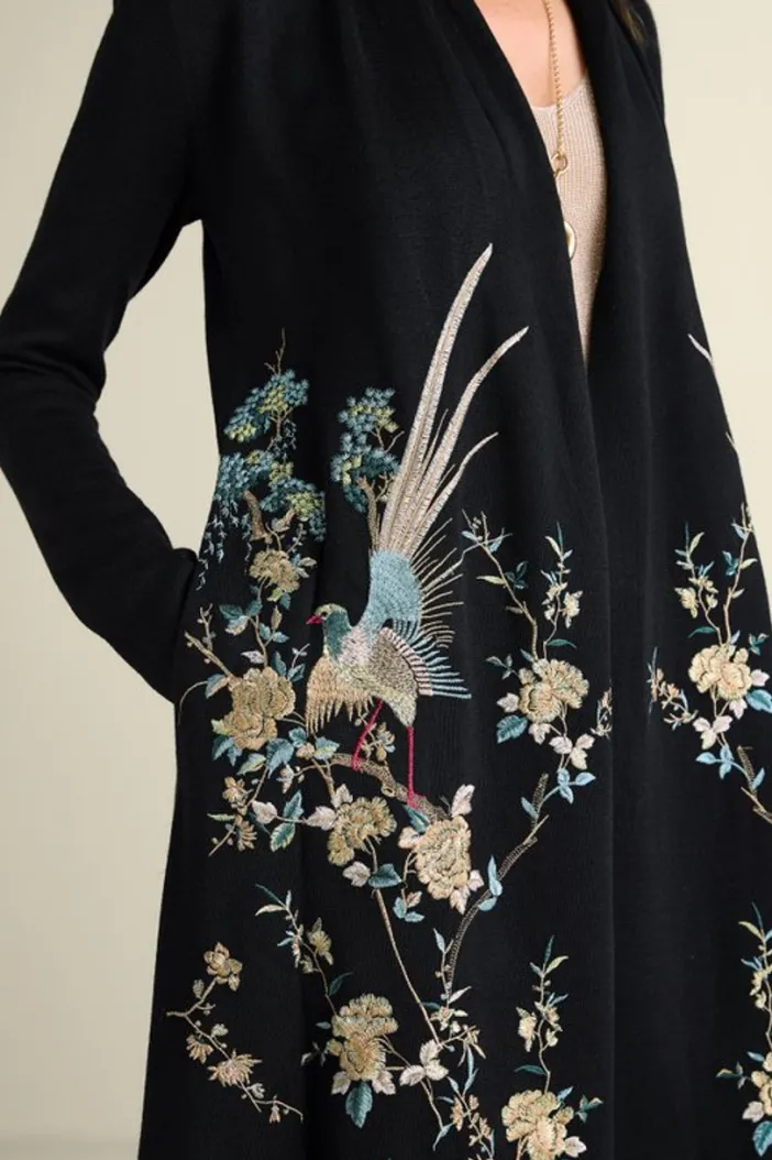 Soft Surroundings Sweaters & Cardigans|Ava Embroidered Cardigan Black