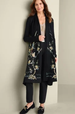 Soft Surroundings Sweaters & Cardigans|Ava Embroidered Cardigan Black