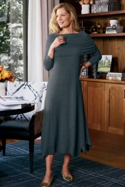 Soft Surroundings Dresses|B'call Knit Midi Dress CharcoalHeather
