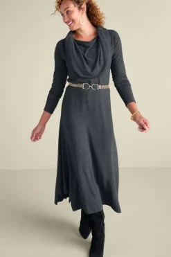 Soft Surroundings Dresses|B'call Knit Midi Dress CharcoalHeather