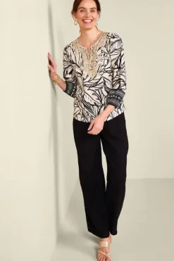 Soft Surroundings Tops|Bellamy Top PaoloPalm/OsascoBorder