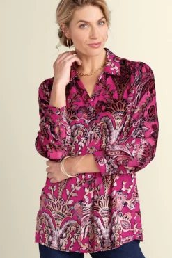 Soft Surroundings Tops|Bellarosa Velvet Tunic PinkScarfBurnout