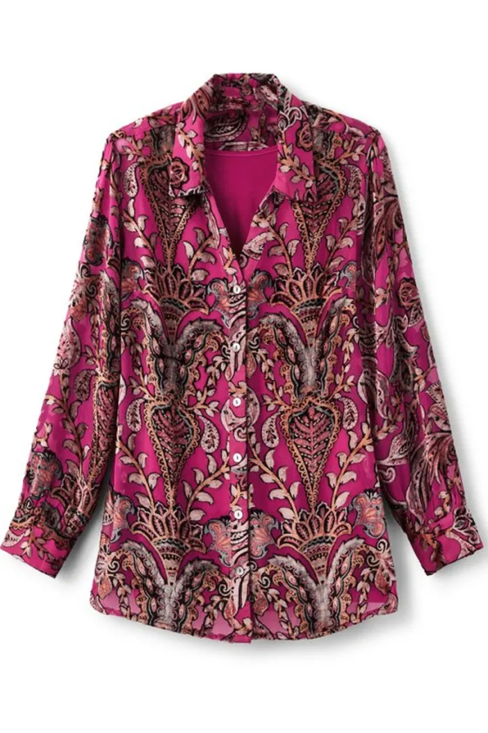 Soft Surroundings Tops|Bellarosa Velvet Tunic PinkScarfBurnout