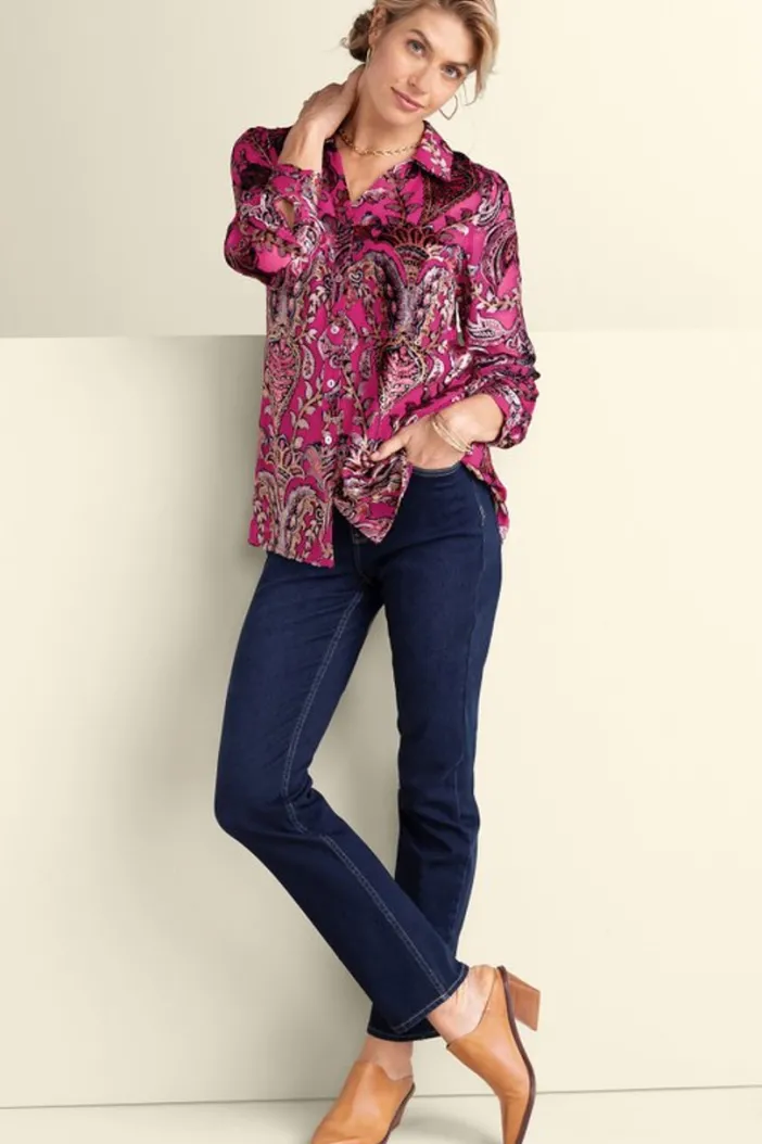 Soft Surroundings Tops|Bellarosa Velvet Tunic PinkScarfBurnout