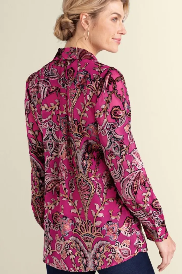 Soft Surroundings Tops|Bellarosa Velvet Tunic PinkScarfBurnout